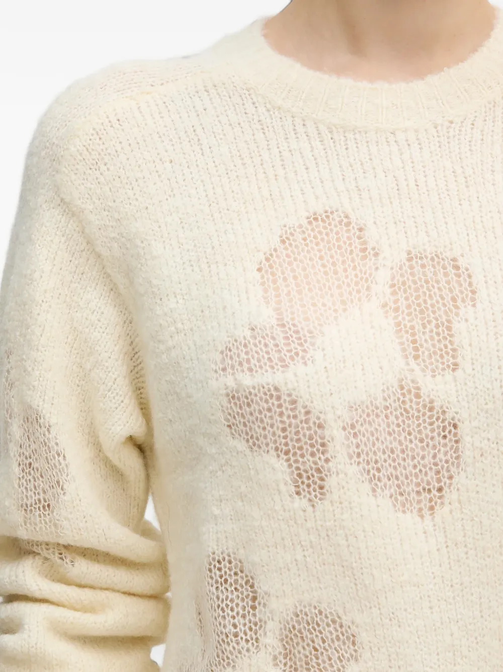 Benetton Opengewerkte trui met bloemenprint Beige