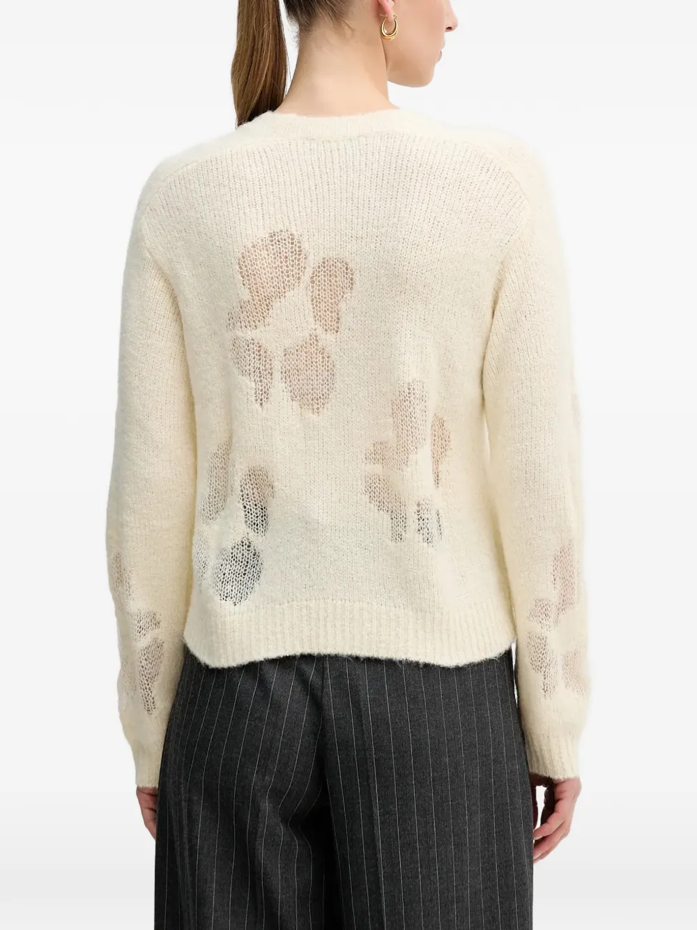 Benetton Opengewerkte trui met bloemenprint Beige