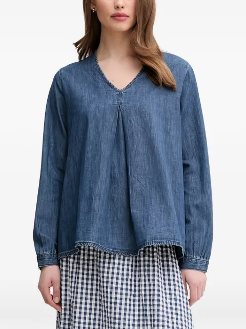 Benetton top manga larga con cuello en V