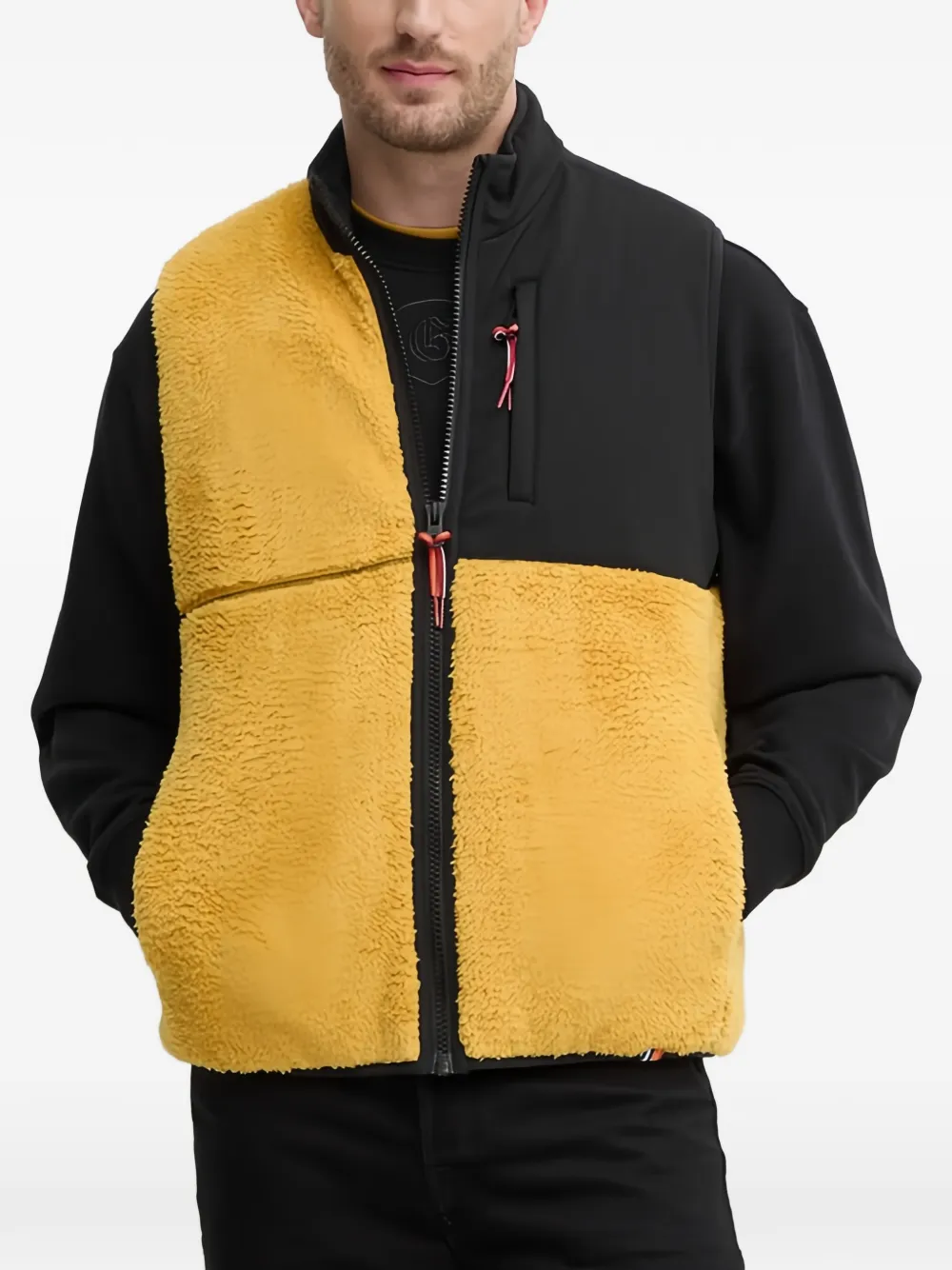 Benetton sherpa-panels zipped gilet - Yellow