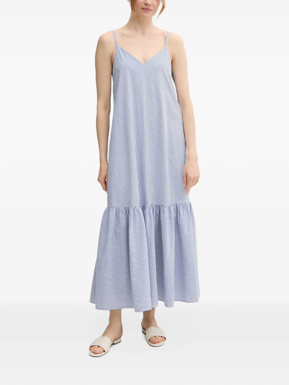 Benetton striped ruffled-hem maxi dress - Bleu Benetton striped ruffled-hem maxi dress - Bleu