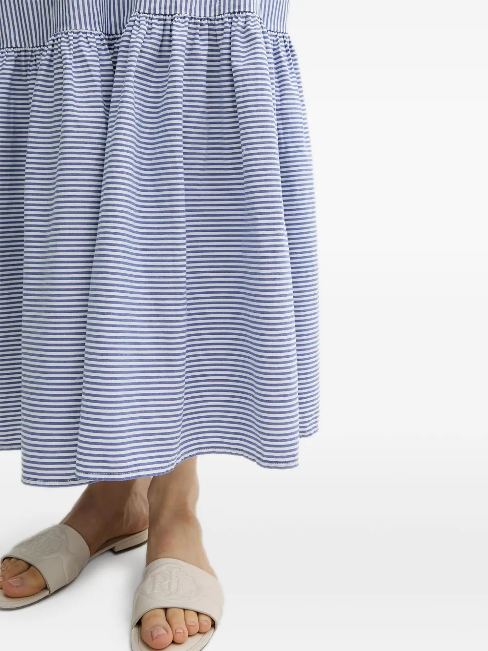 Benetton striped ruffled-hem maxi dress Blauw