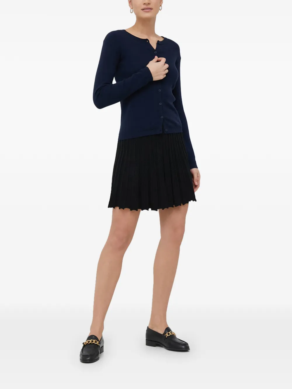 Benetton cardigan en maille à boutonnière - Bleu