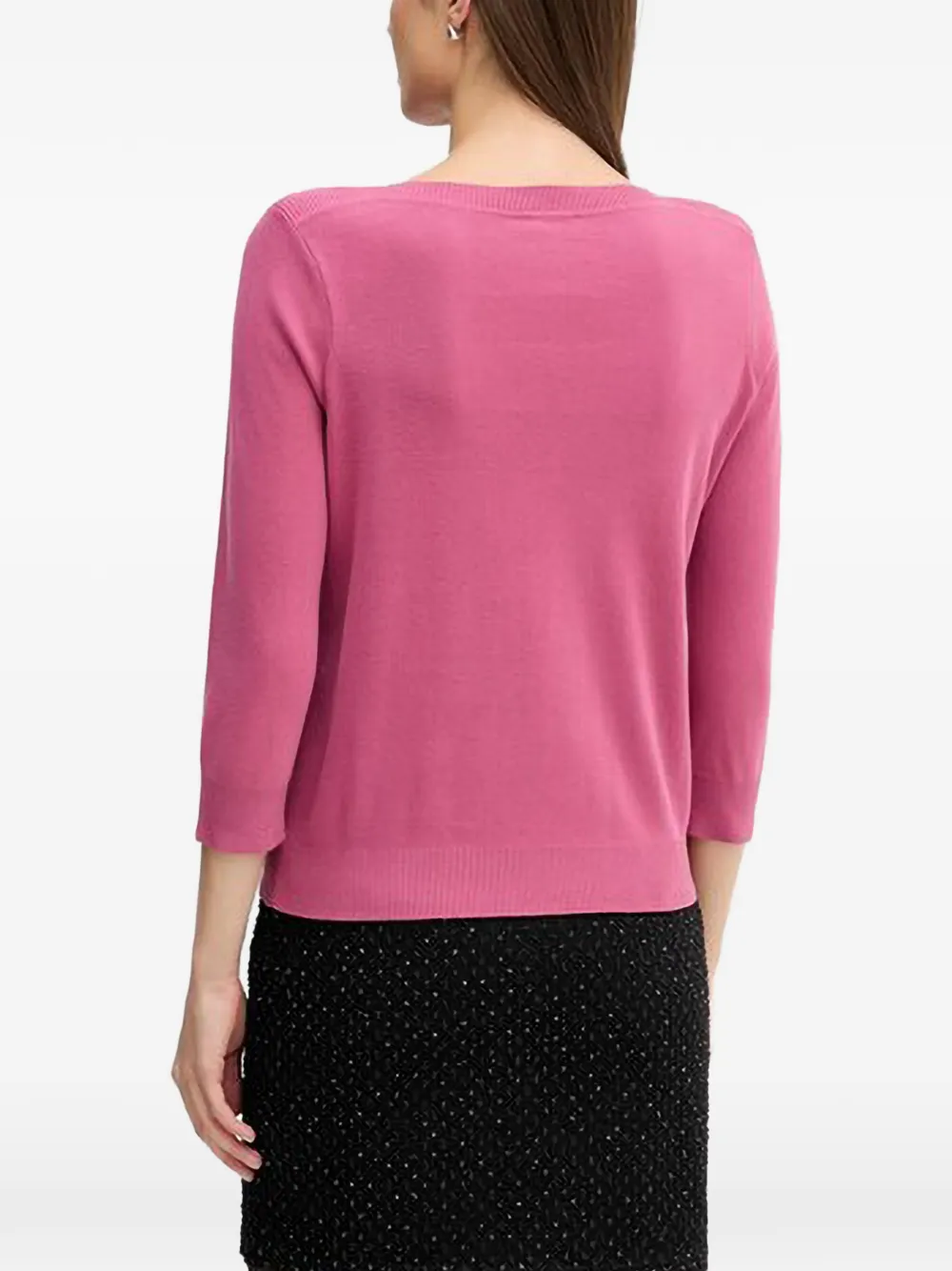 Benetton Fijngebreide trui met cropped mouwen Roze