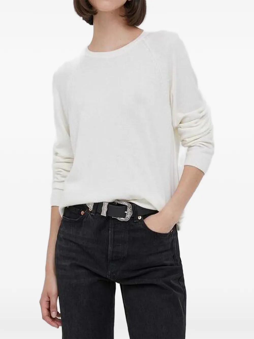 Benetton raglan-sleeve fine-knit sweater - Bianco