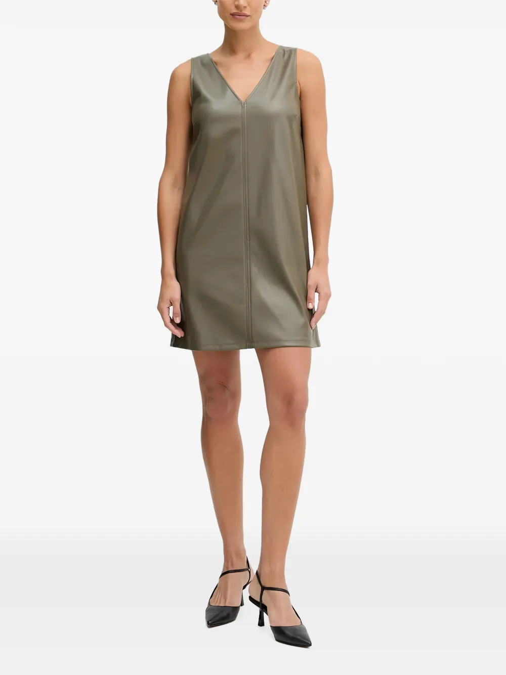 Benetton Mini-jurk van imitatieleer met V-hals Groen