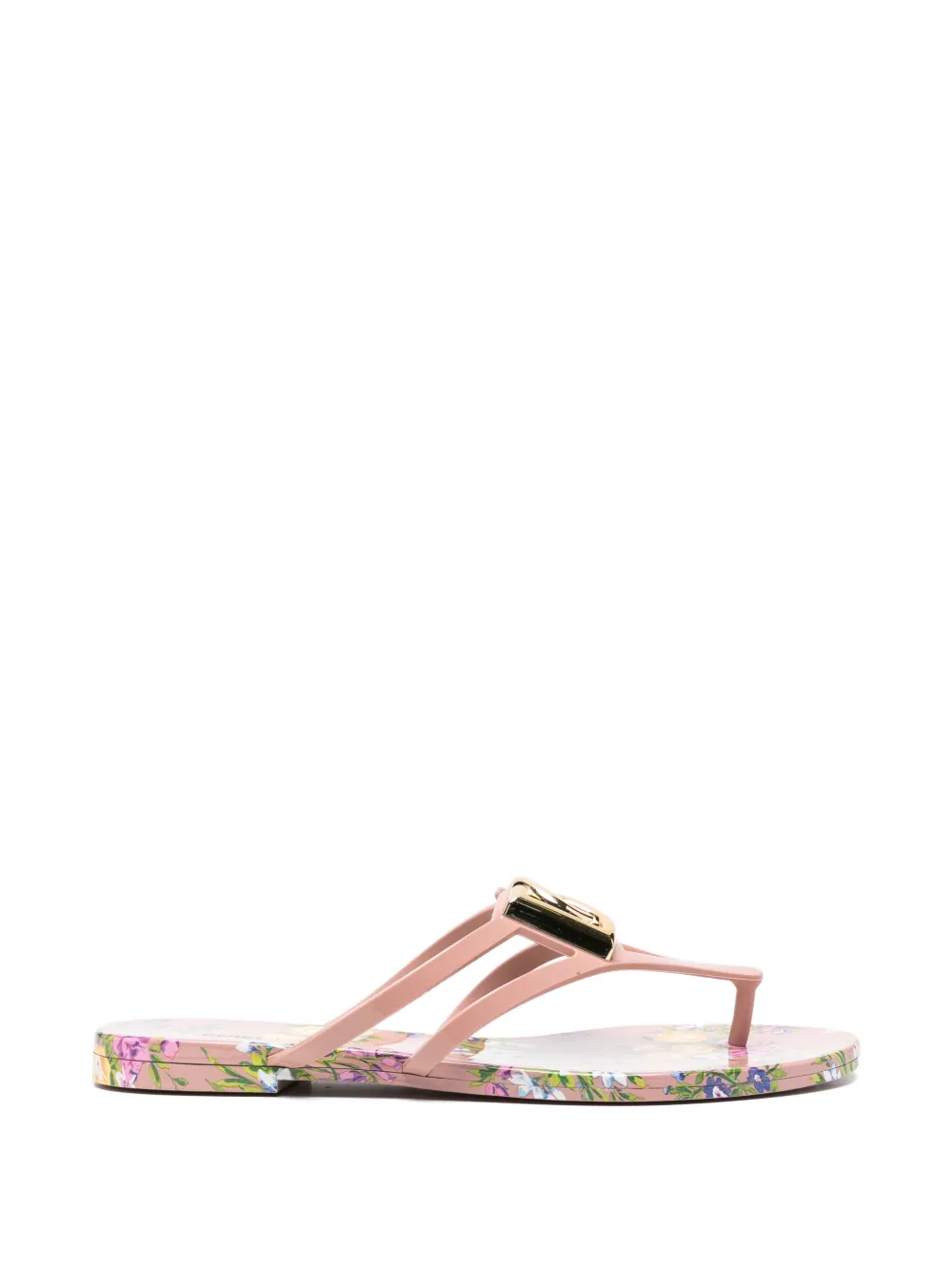 Dolce & Gabbana floral logo flip-flops - Rosa