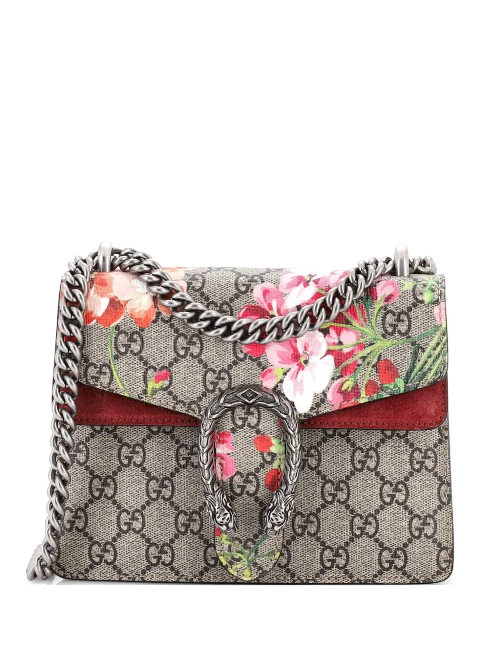 Gucci Pre-Owned Dionysus Bag Blooms Print GG Coated Canvas Mini shoulder bag - Marrone