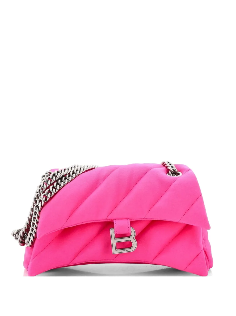 Balenciaga Pre-Owned Crush Chain Flap Bag Quilted Nylon Small shoulder bag - Rosa