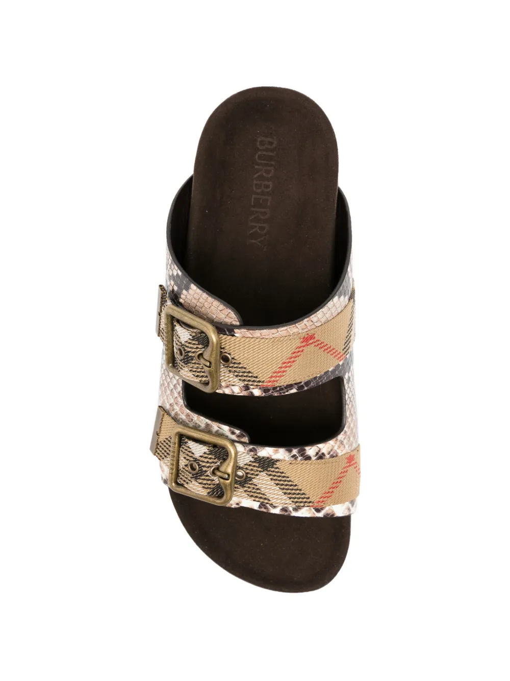 Burberry buckle snakeskin sandals Beige