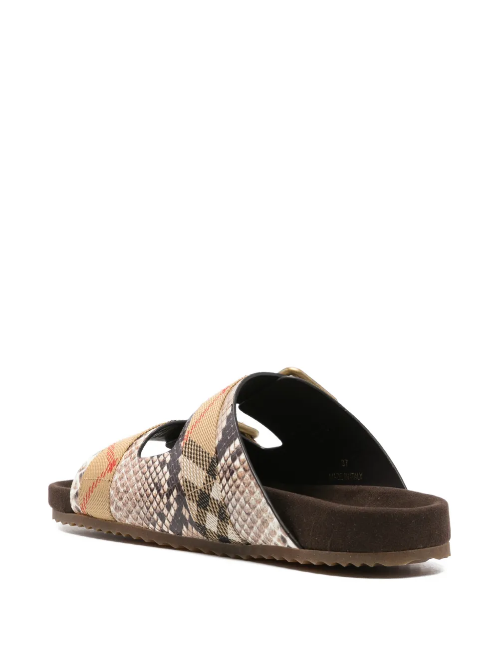 Burberry buckle snakeskin sandals Beige