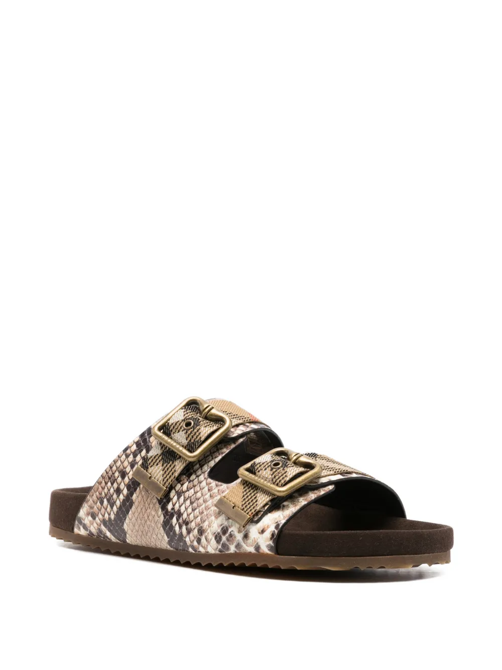 Burberry buckle snakeskin sandals Beige