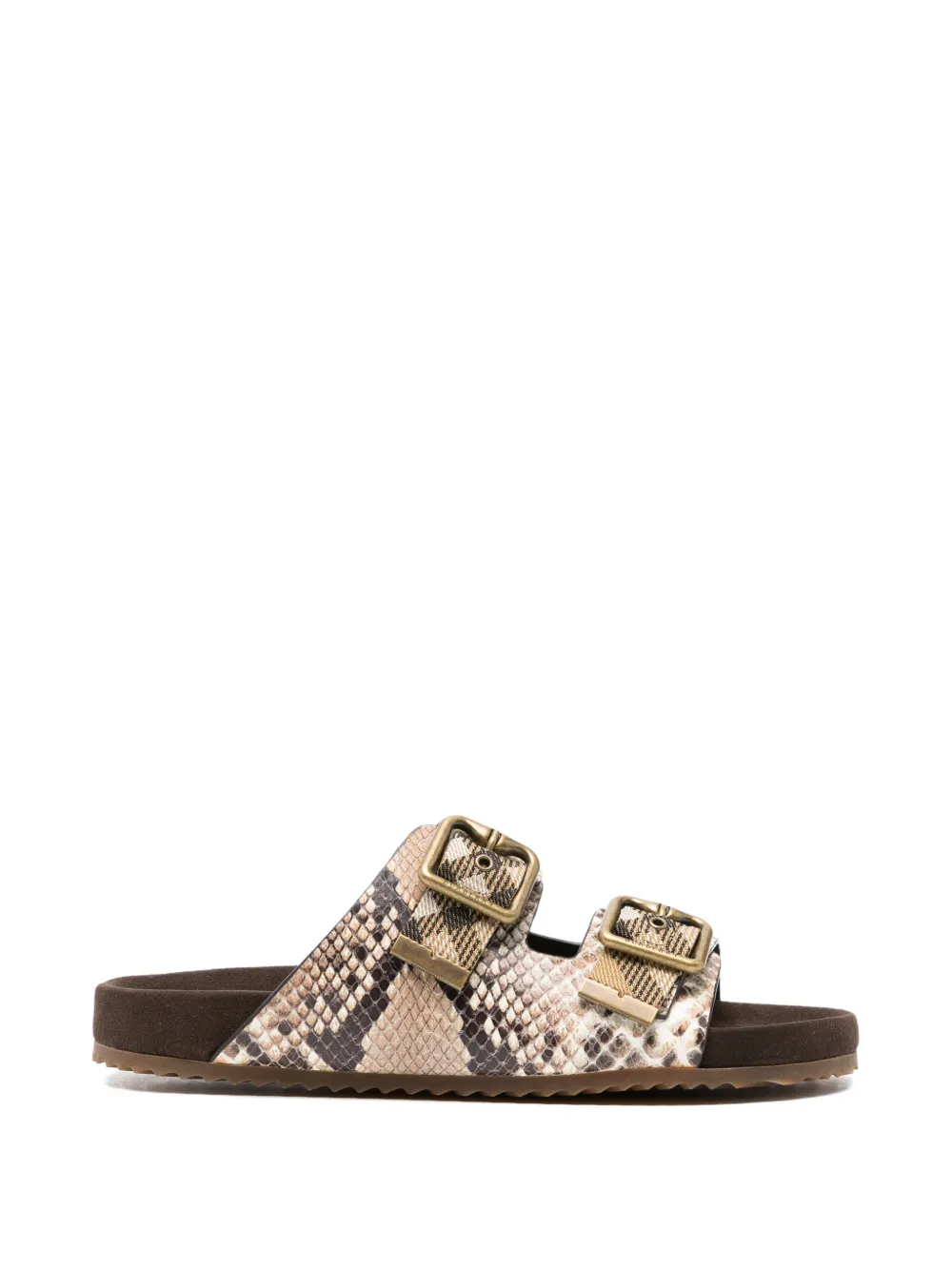 Burberry buckle snakeskin sandals Beige