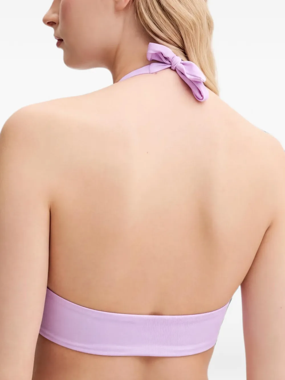 GUESS USA bow-detail halterneck bikini top Paars