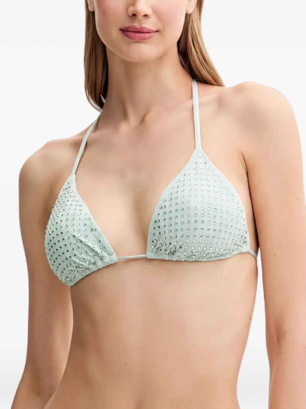 GUESS USA rhinestone-embellished triangle bikini top - Blu