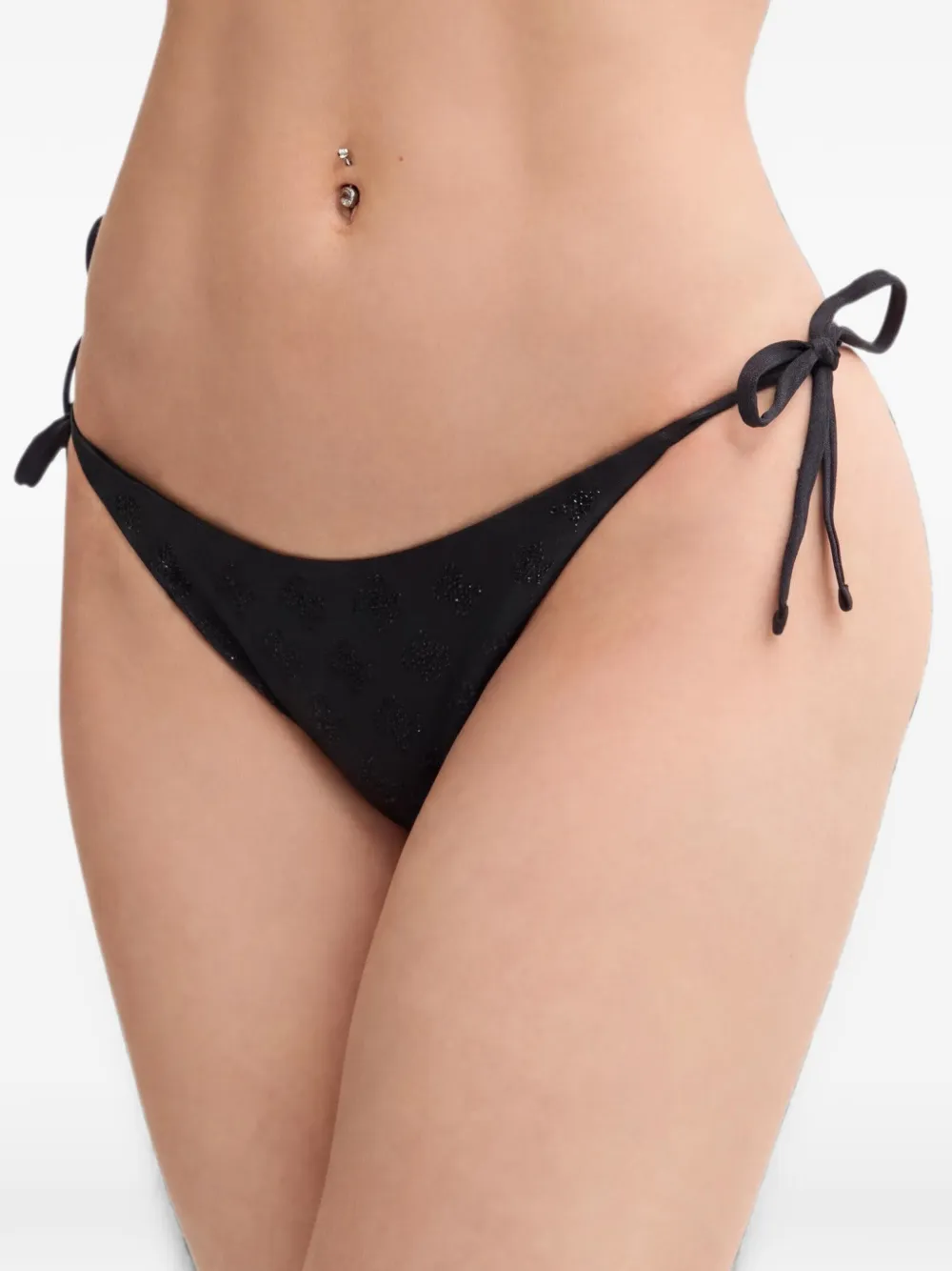 GUESS USA rhinestone-embellished side-tie bikini bottoms - Nero