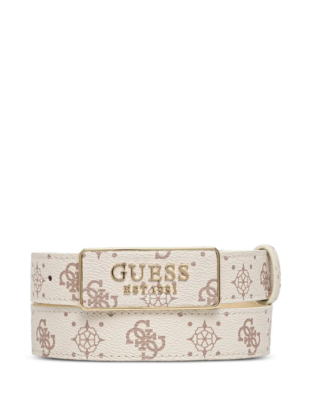 GUESS USA monogram-print logo-plaque belt - Toni neutri