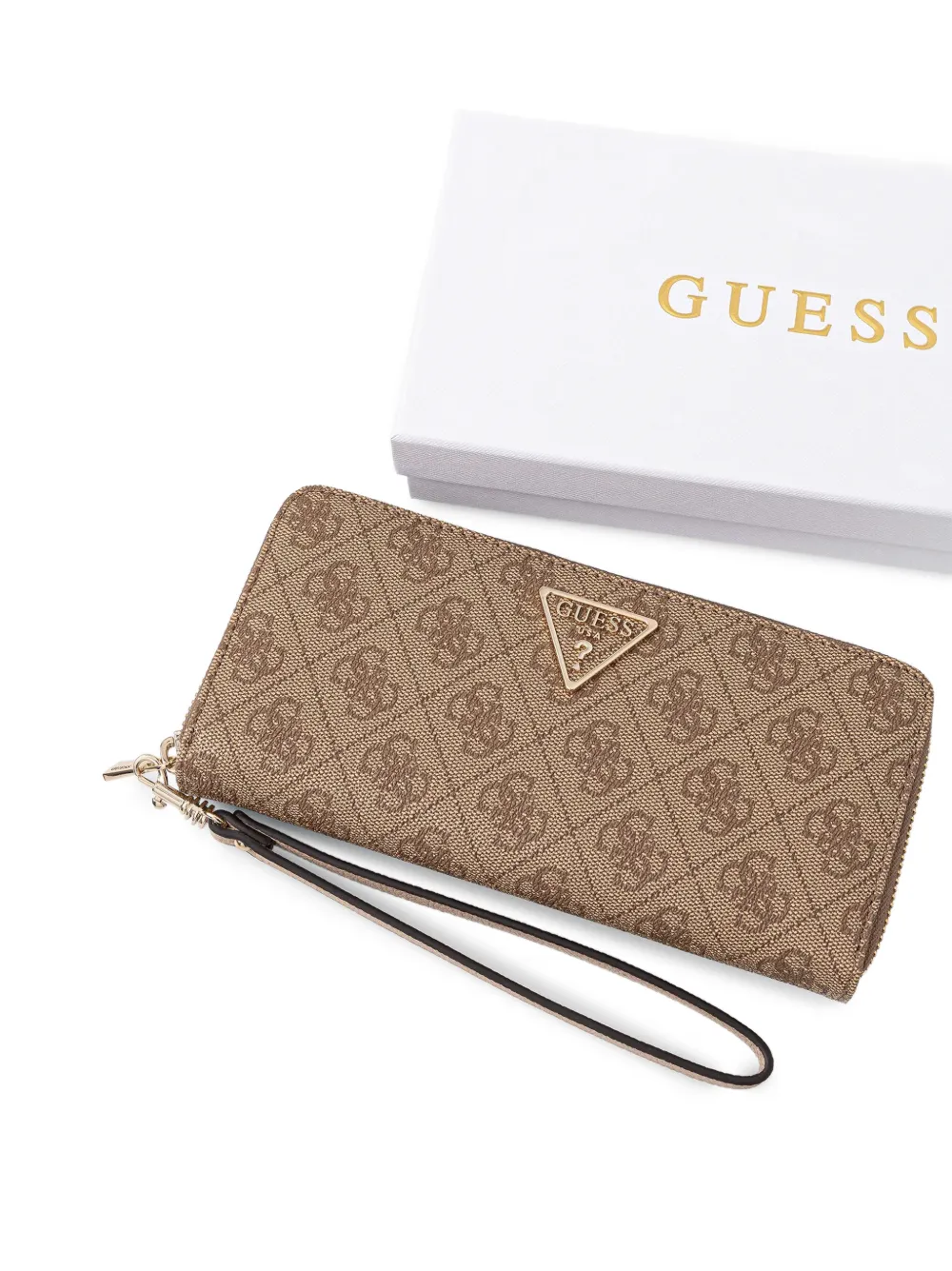 GUESS USA Laurel portemonnee met monogramprint en logoplakkaat Beige