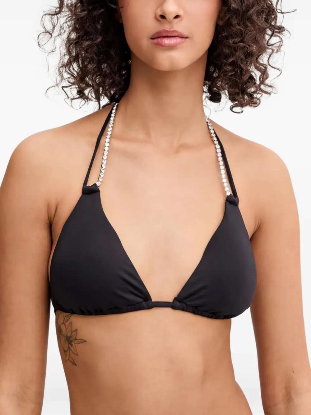 GUESS USA rhinestone-embellished triangle bikini top - Nero