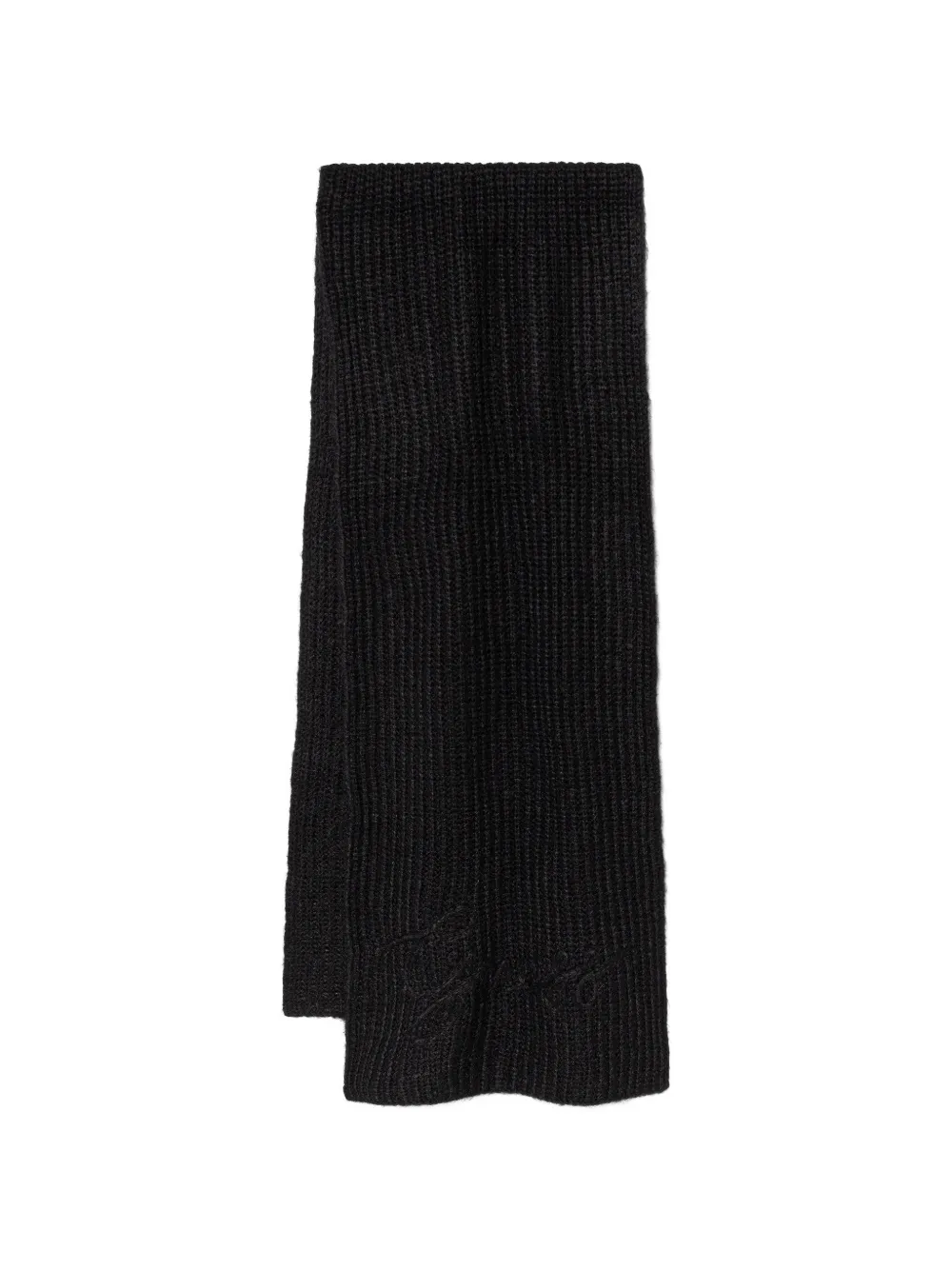 GUESS USA ribbed-knit logo-embroidered scarf - Nero