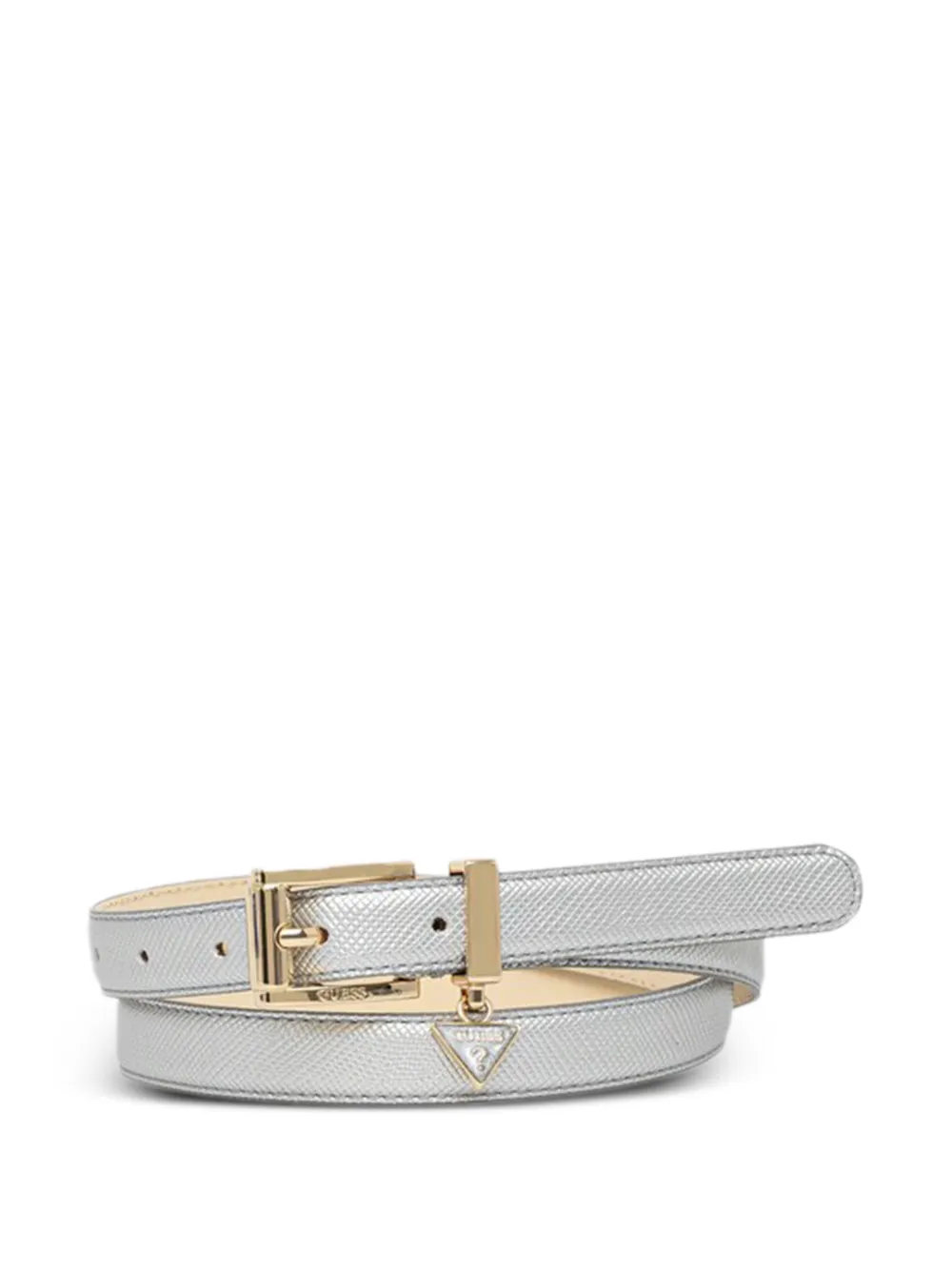 GUESS USA logo-charm buckled belt - Argento