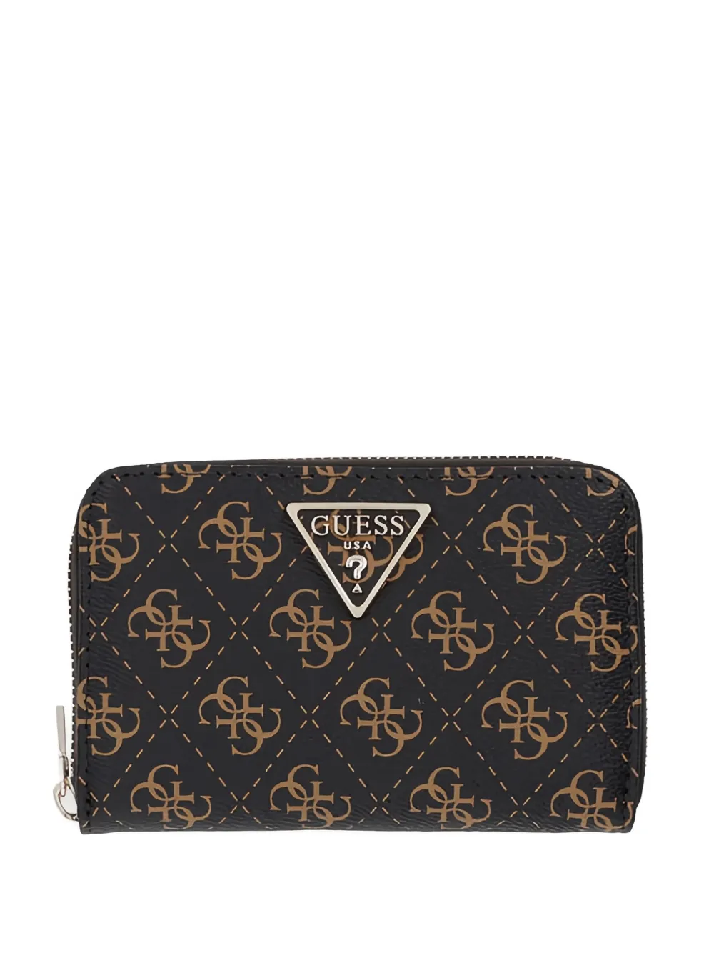 Guess Usa Monogram-pattern Logo-plaque Wallet In Brown