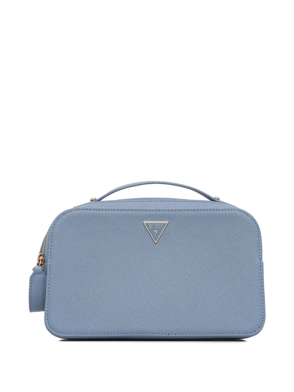 GUESS USA top handle triangle-logo make up bag - Blu
