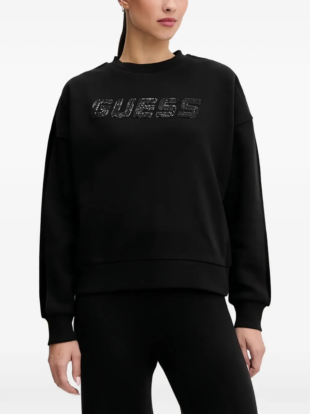 GUESS USA velvet panel sweatshirt - Nero