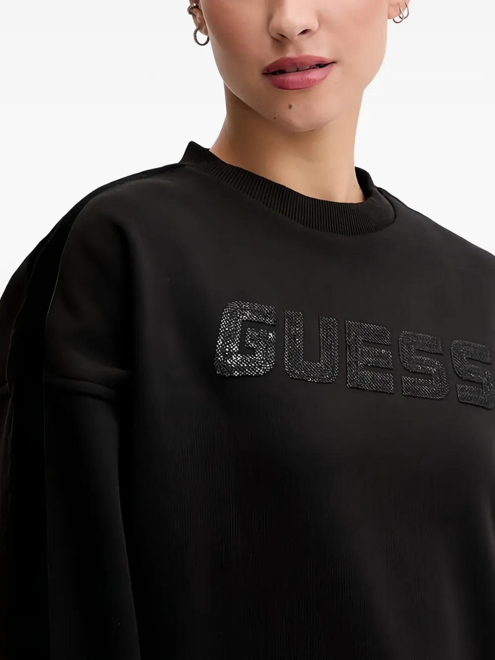 GUESS USA Fluwelen sweater met vlak Zwart