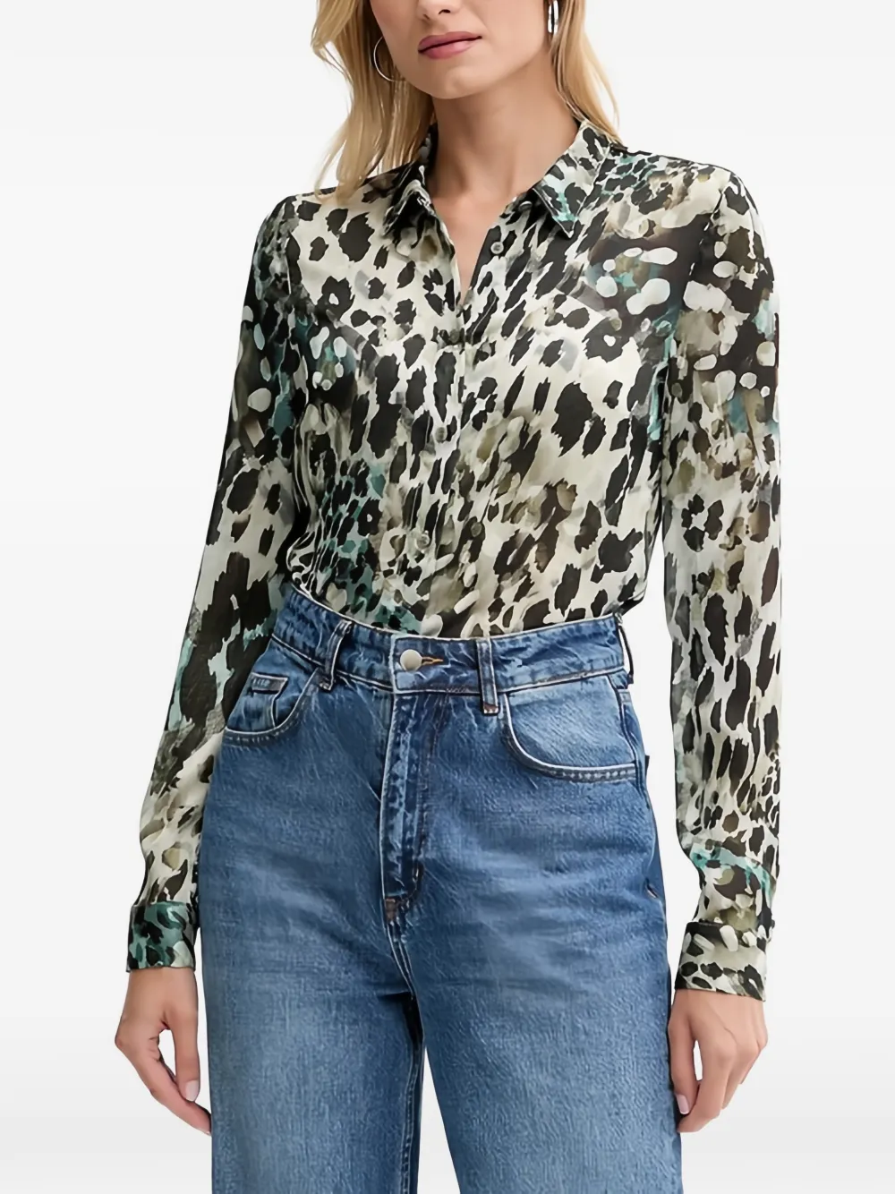 GUESS USA printed long-sleeve shirt - Toni neutri