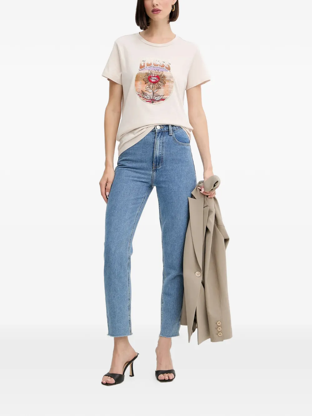 GUESS USA graphic-print T-shirt Beige