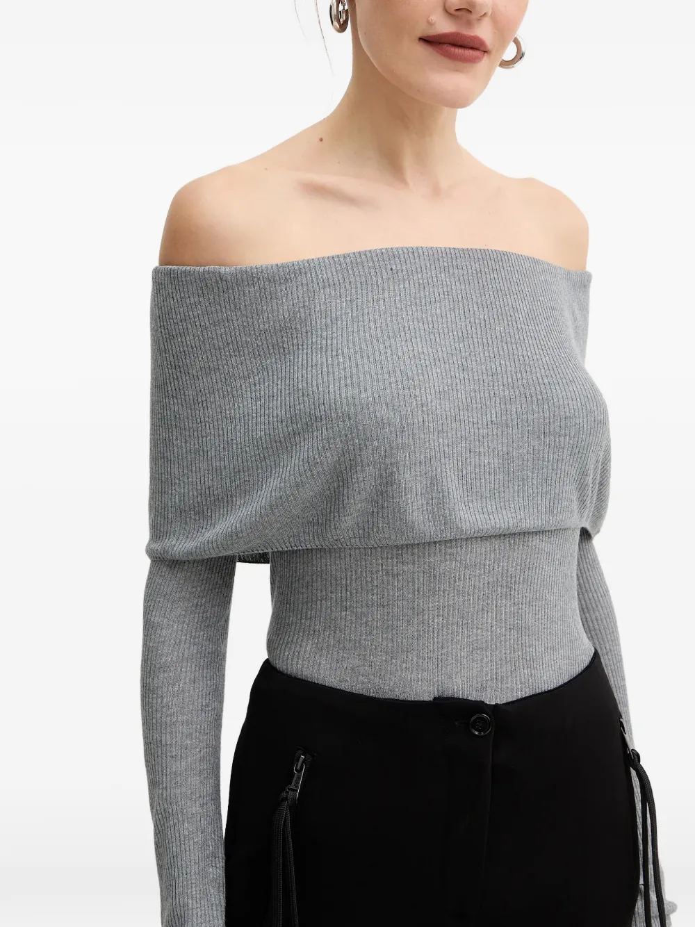 GUESS USA Off-shoulder top met lange mouwen Grijs