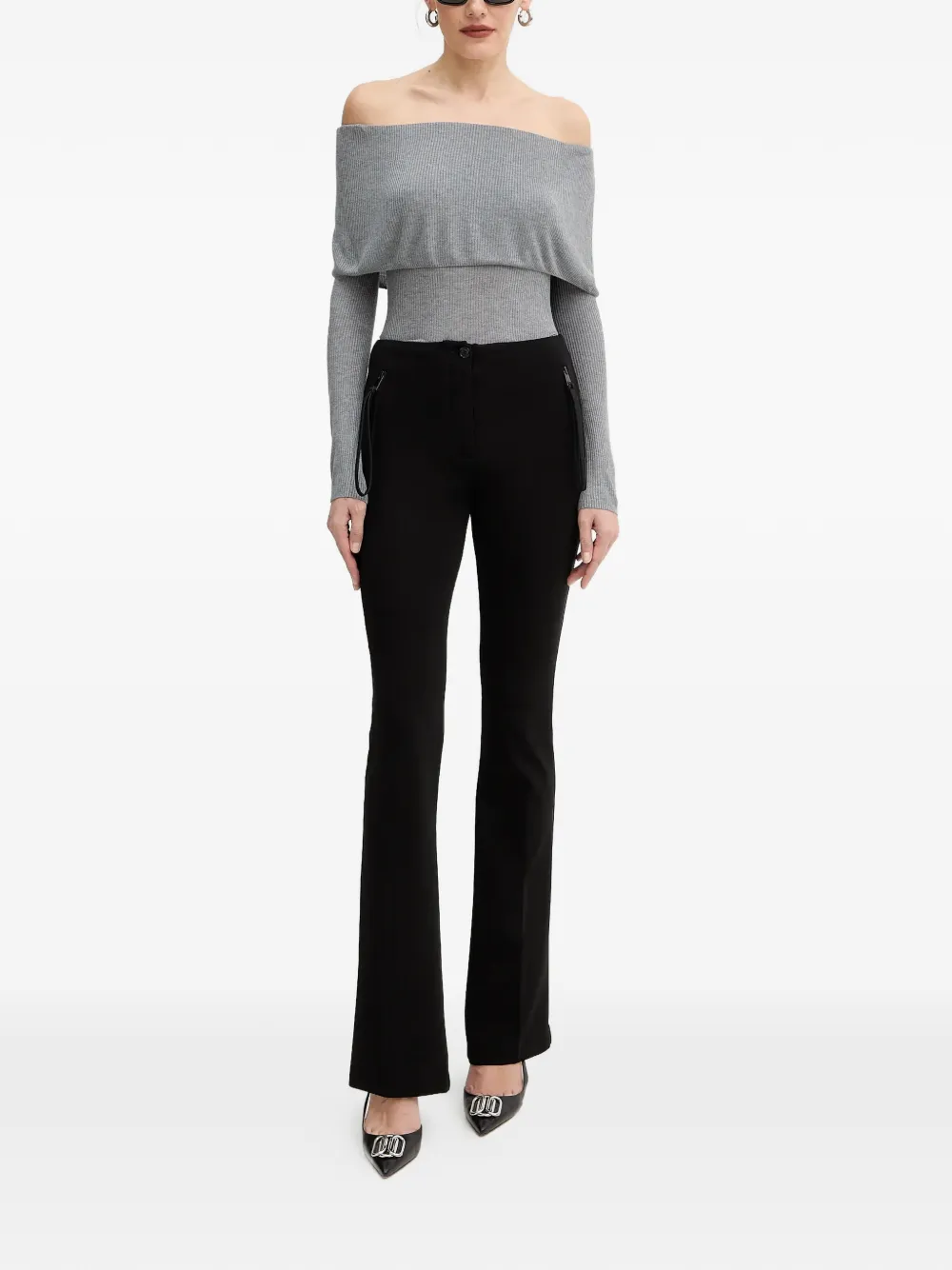 GUESS USA Off-shoulder top met lange mouwen Grijs