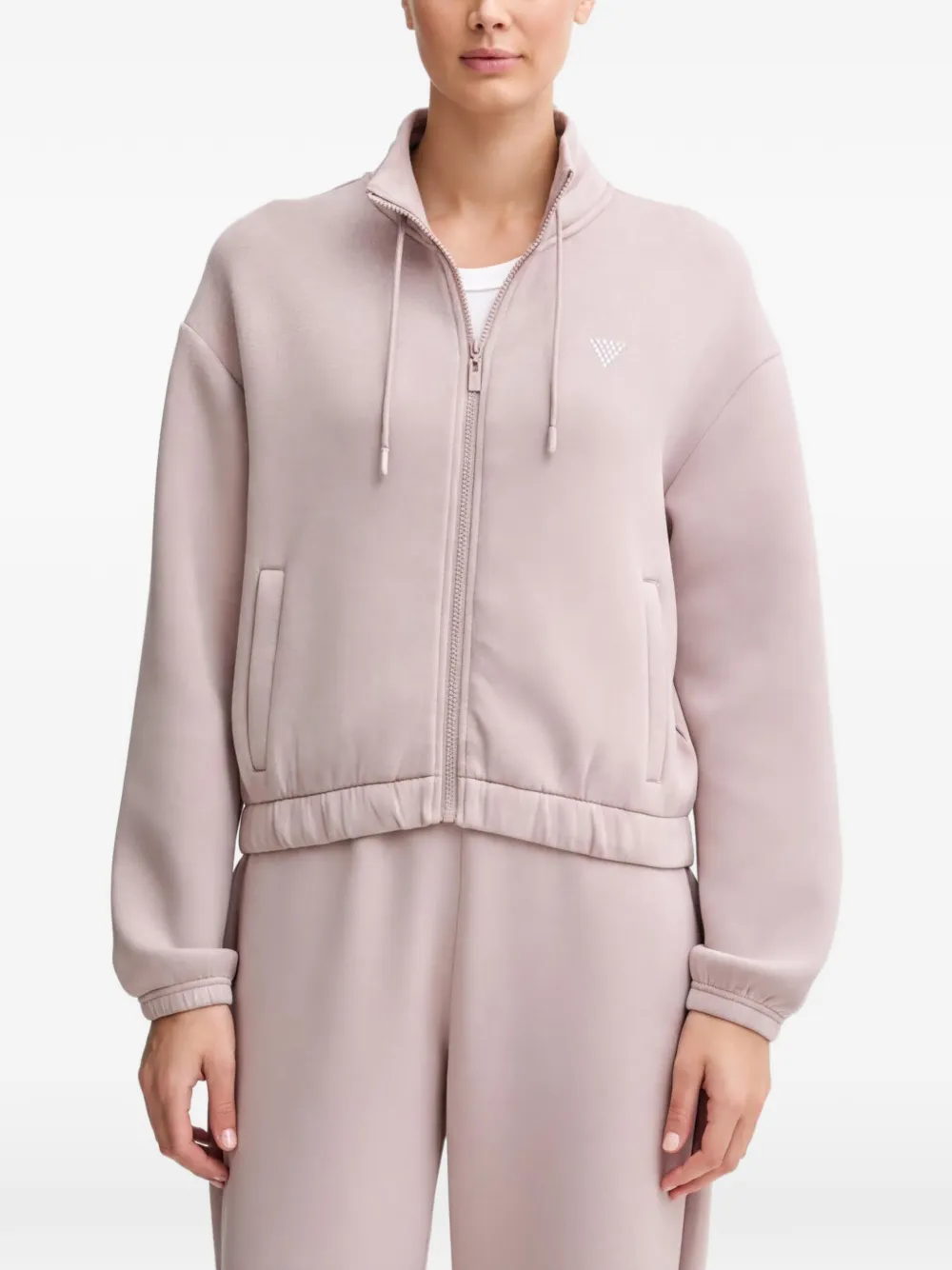 GUESS USA rhinestone-embellished zip-up sweatshirt - Rosa