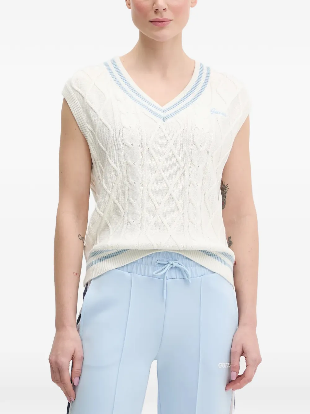 GUESS USA cable-knit vest - Bianco