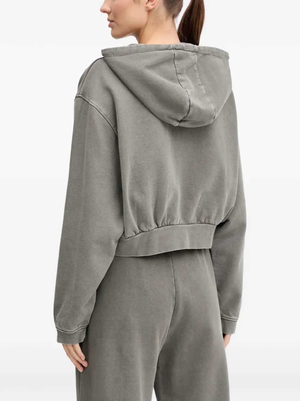 GUESS USA logo-embroidered hoodie Grijs