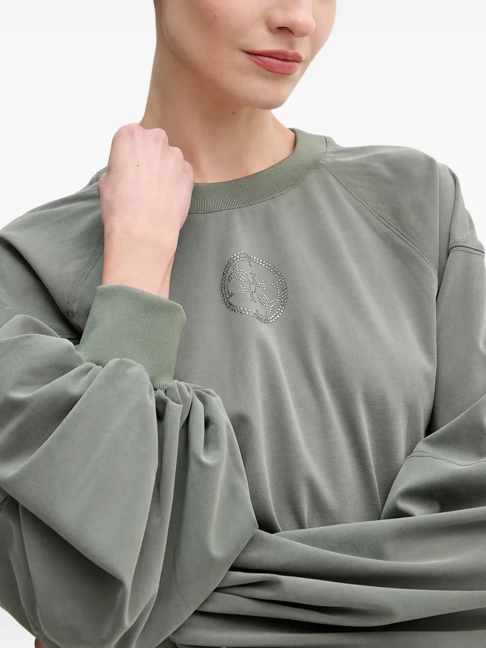 GUESS USA Verfraaide sweater met ballonmouwen Groen