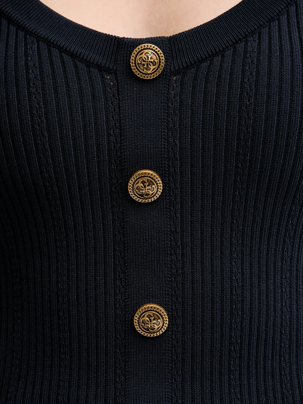 GUESS USA Emmie ribgebreide top met knopen Blauw
