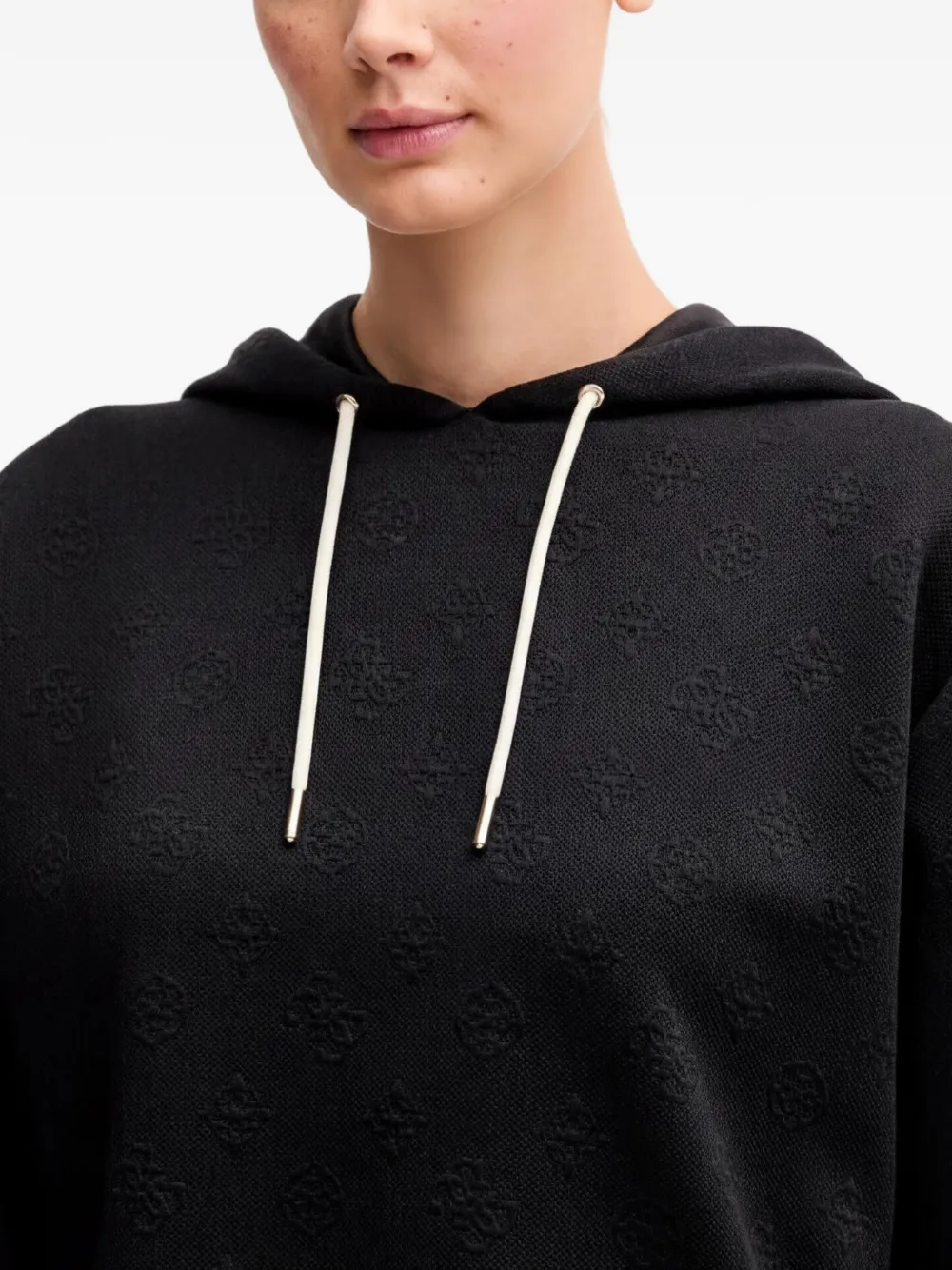 GUESS USA Hoodie met logo-reliëf Zwart