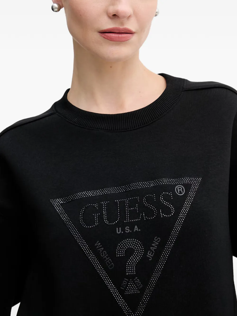 GUESS USA Sweater met verfraaid logo Zwart