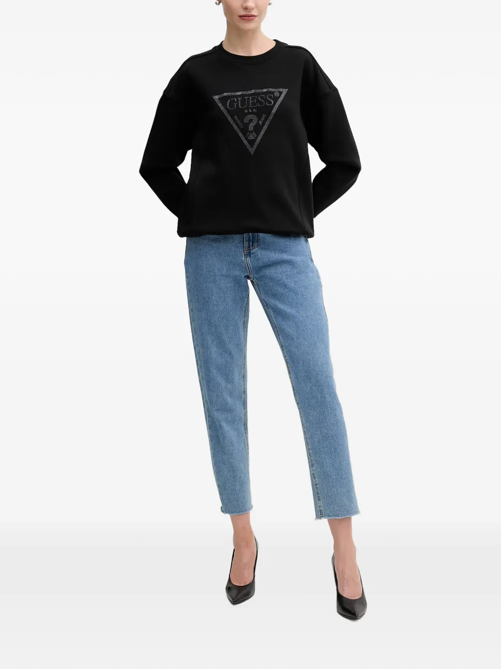 GUESS USA Sweater met verfraaid logo Zwart