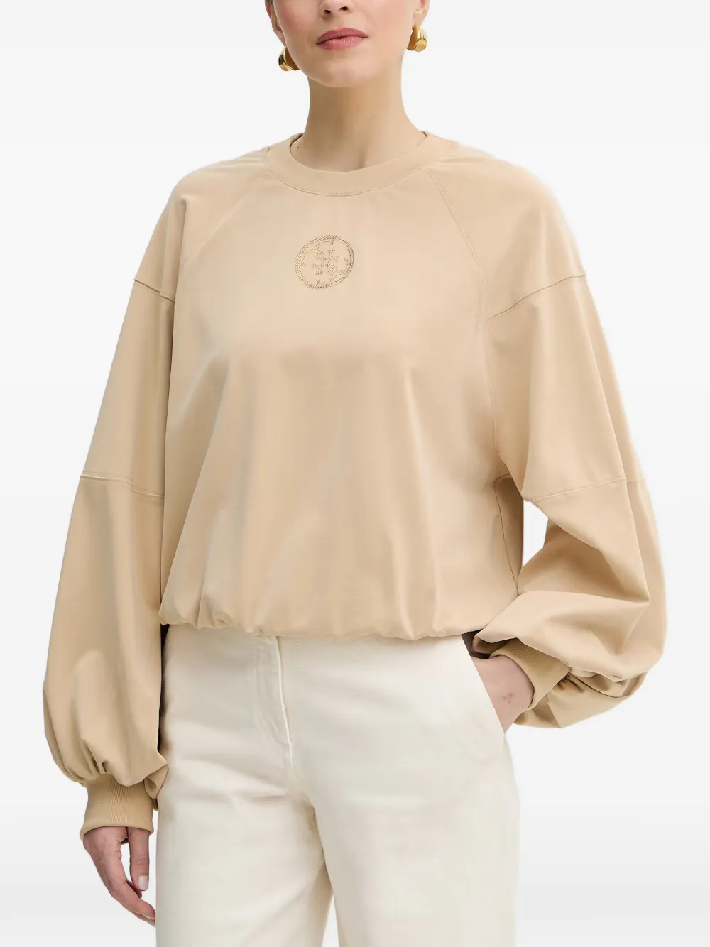 GUESS USA logo-embellished round-neck sweatshirt - Toni neutri