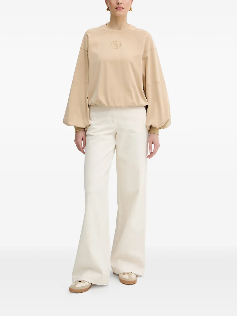 GUESS USA logo-embellished round-neck sweatshirt Beige