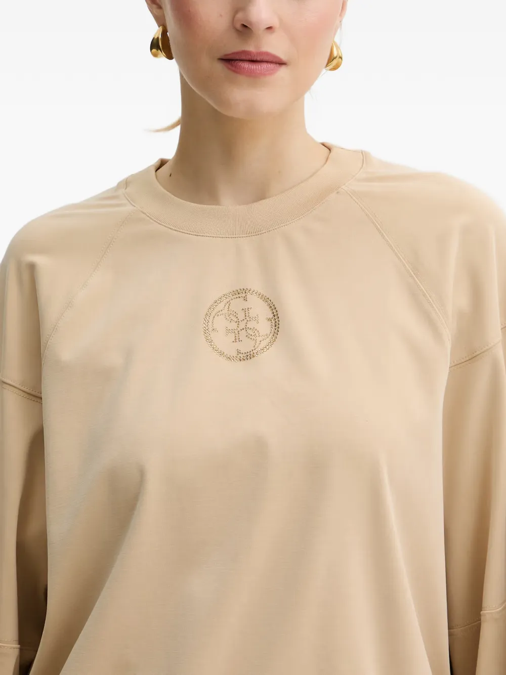 GUESS USA logo-embellished round-neck sweatshirt Beige