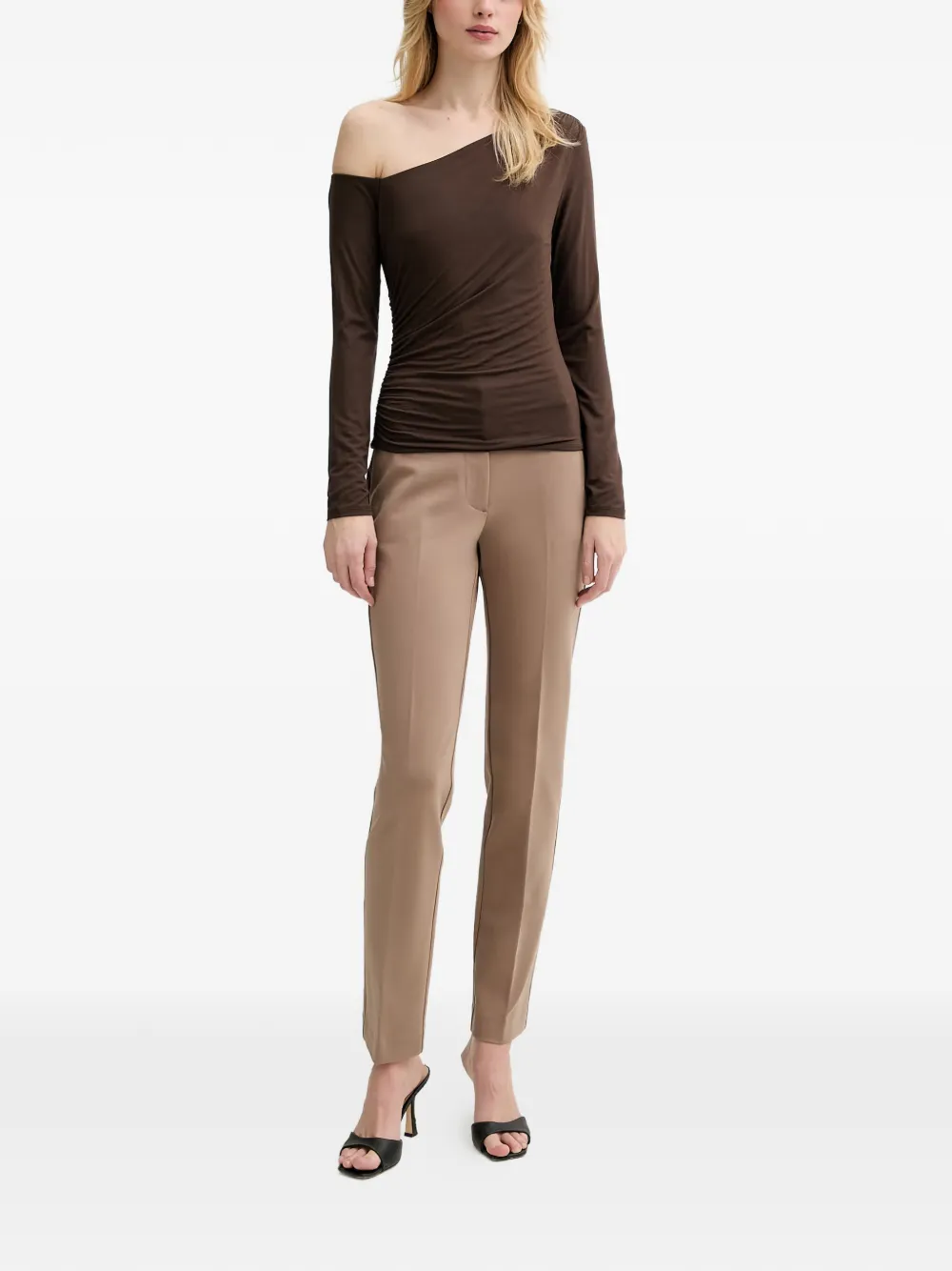 GUESS USA Kassade asymmetrische top met lange mouwen Bruin