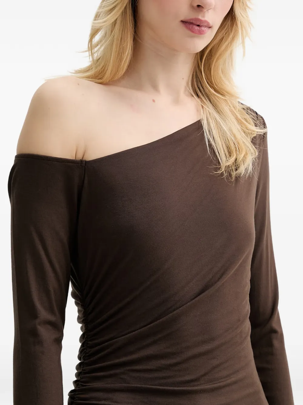 GUESS USA Kassade asymmetrische top met lange mouwen Bruin