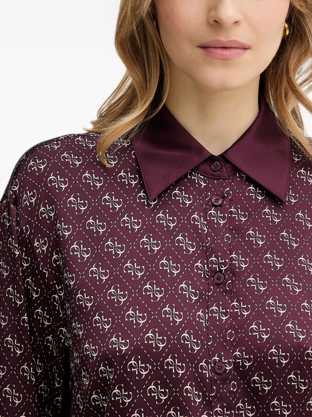 GUESS USA Overhemd met monogramprint Paars