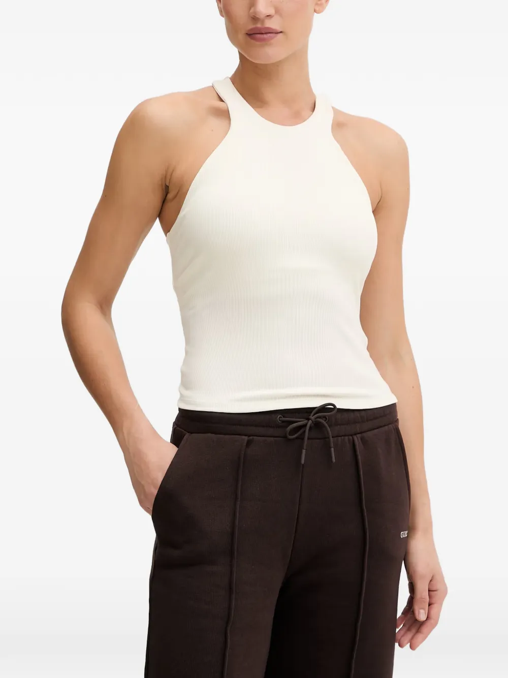 GUESS USA ribbed racerback tank top - Weiß