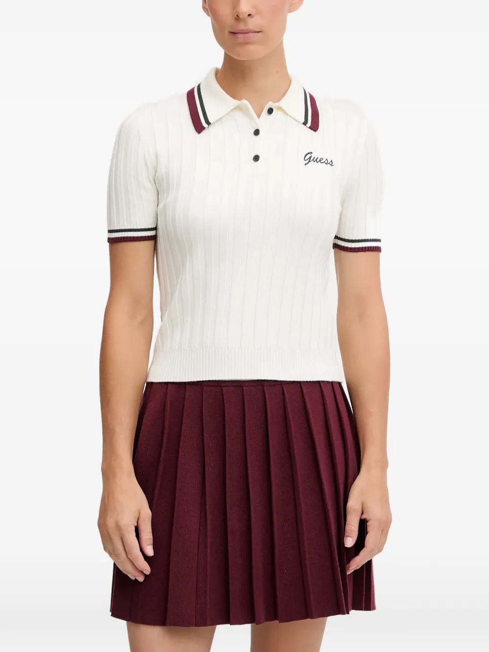 GUESS USA ribbed trim polo shirt - Toni neutri