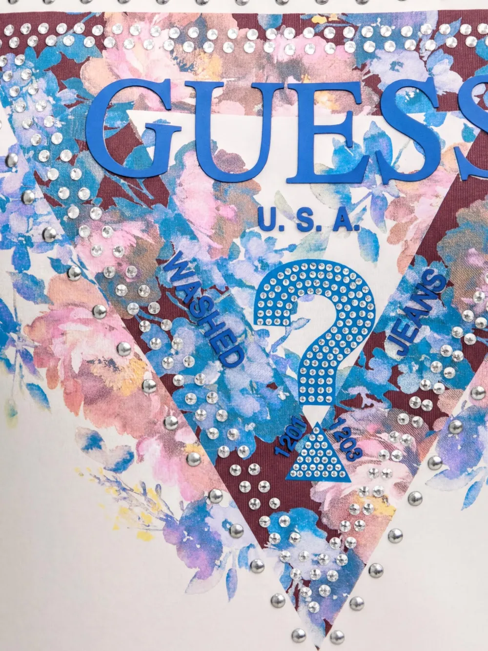 GUESS USA T-shirt met bloemenprint Beige